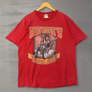Vintage Bike Week 98 Red Daytona Beach Graphic Motorcycle Tee‎ XL